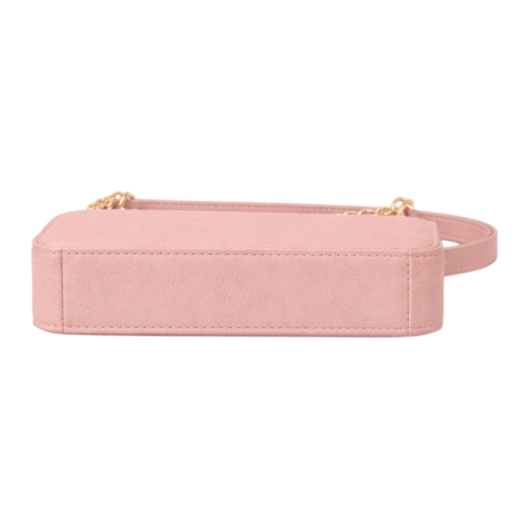 Begzy Luxury Pink PU Leather Chain Crossbody Bag for Women