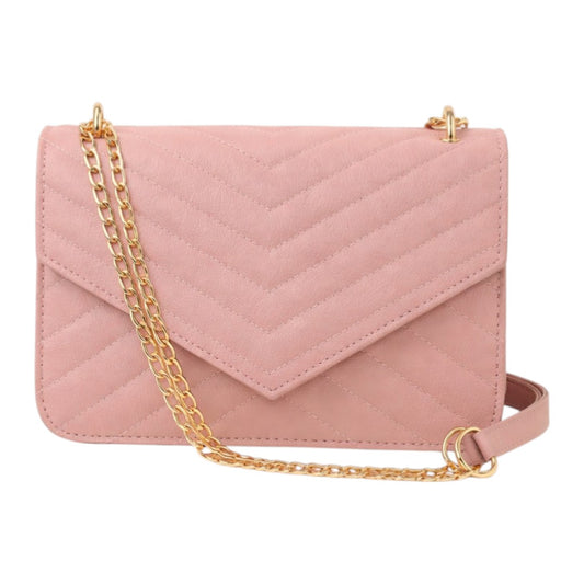 Begzy Luxury Pink PU Leather Chain Crossbody Bag for Women