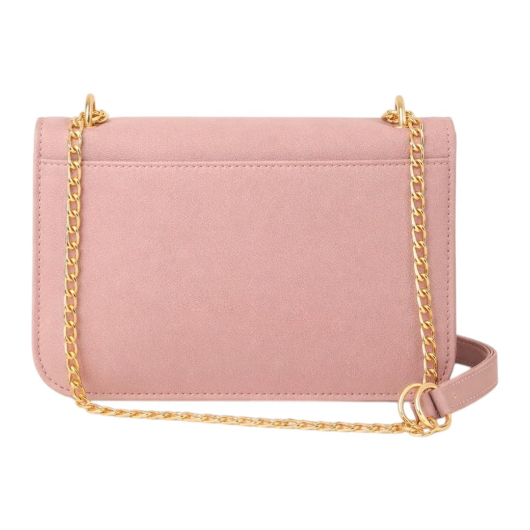 Begzy Luxury Pink PU Leather Chain Crossbody Bag for Women
