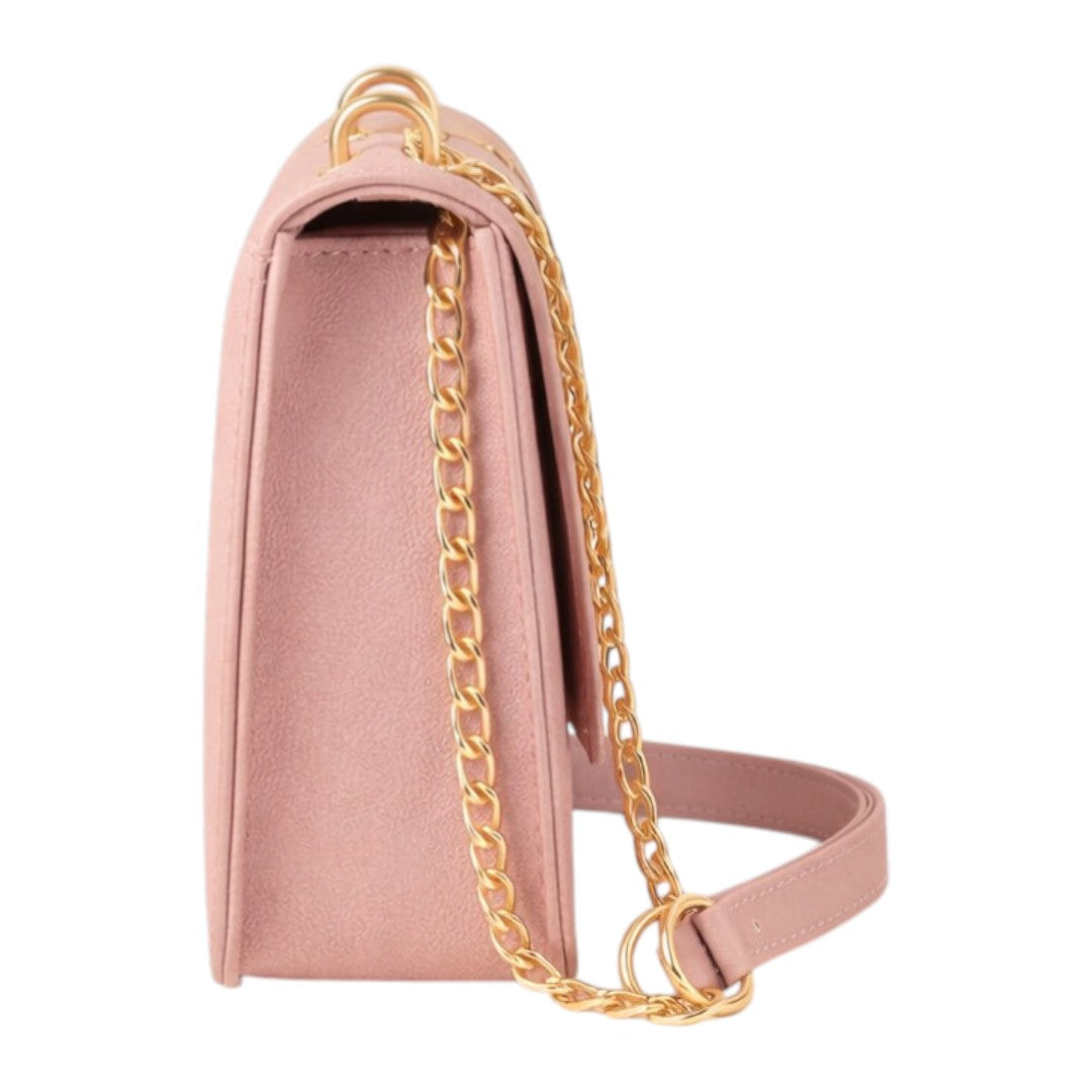 Begzy Luxury Pink PU Leather Chain Crossbody Bag for Women