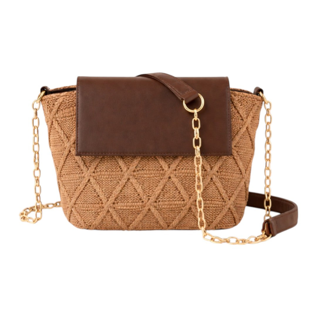 Begzy Elegant Chain Strap Woven Tote Shoulder Bag for Women