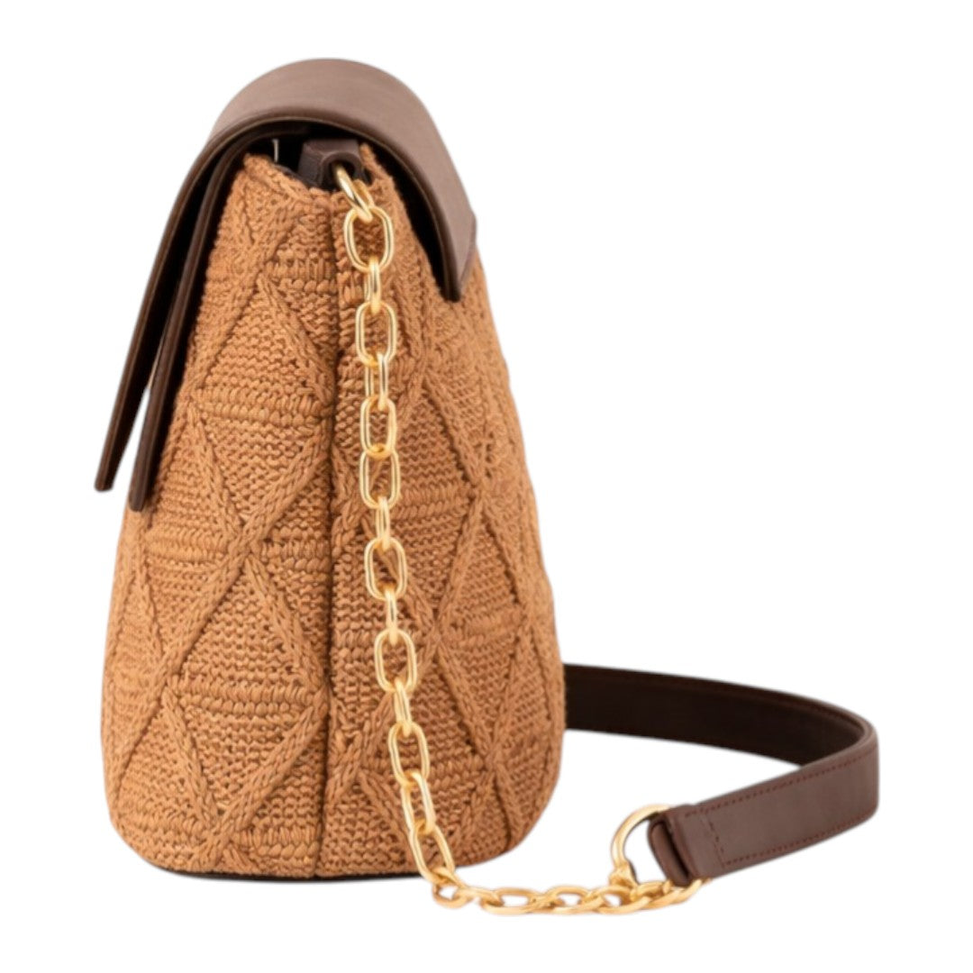Begzy Elegant Chain Strap Woven Tote Shoulder Bag for Women