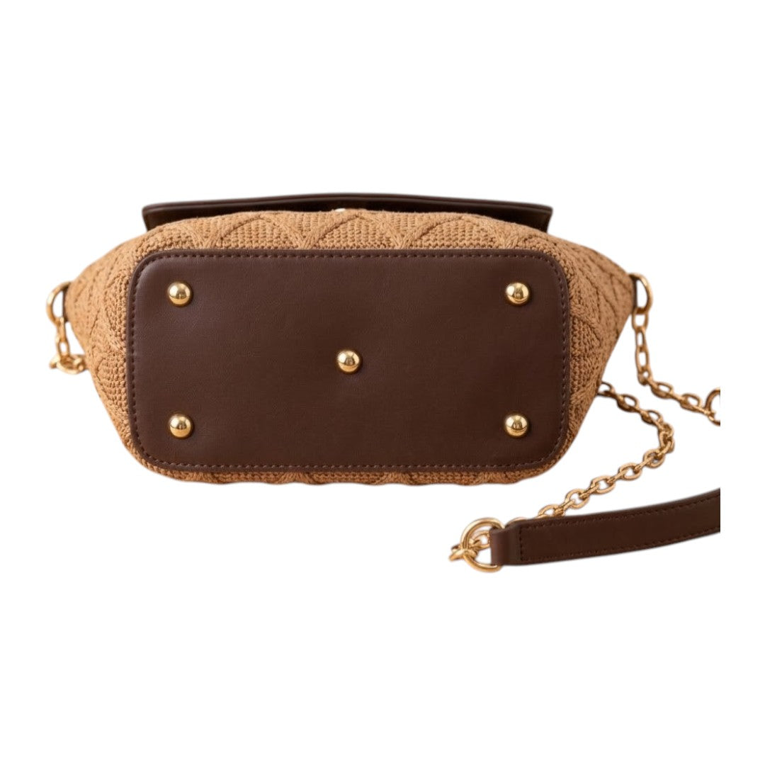 Begzy Elegant Chain Strap Woven Tote Shoulder Bag for Women