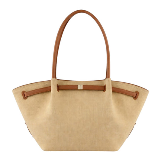 Begzy Elegant Large Woven Tote Shoulder Bag for Women – Beige Brown